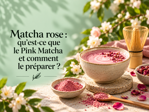 Pink Matcha rose en poudre avec latte rose et fouet en bambou – MURSEL Artisan du thé