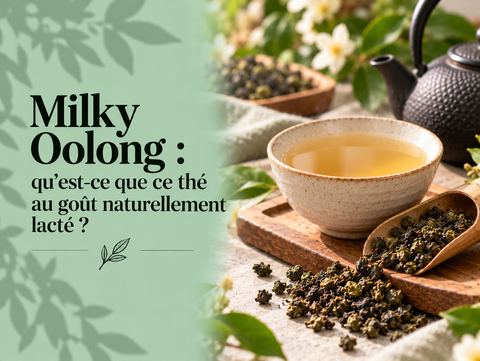 Milky Oolong aux feuilles roulées avec tasse de thé aux notes naturellement crémeuses et florales