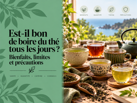 Tasses de thé consommées au quotidien illustrant les bienfaits, limites et précautions d’une consommation régulière de thé