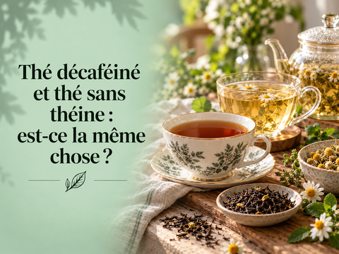 Thé décaféiné et infusion sans théine comparés dans deux tasses – MURSEL Artisan du thé